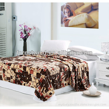 checked printed blanket with 100% coral fleece material